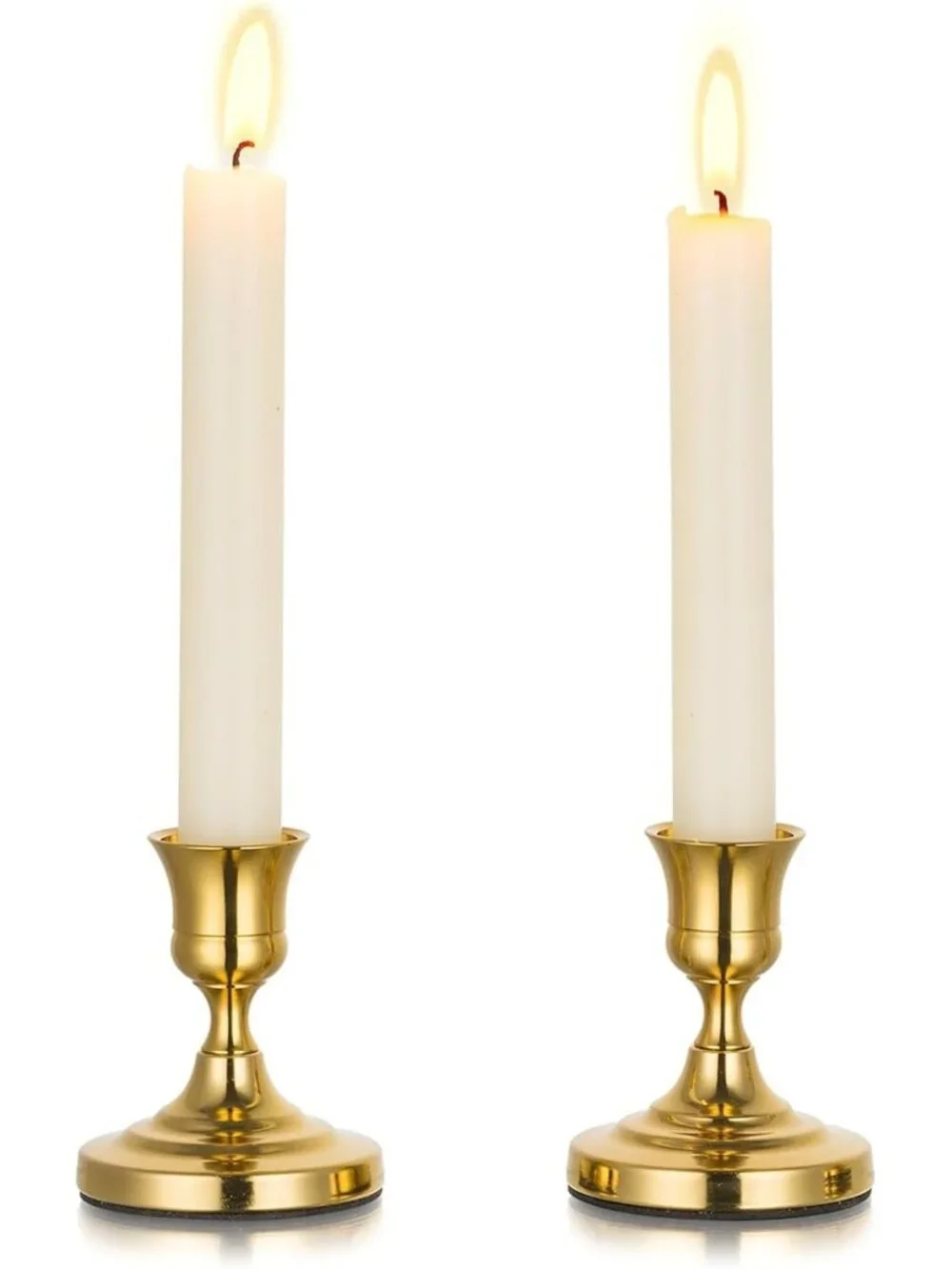 Vintage Gold Taper Candle Holders Set of 2 | Elegant Home Decor Accent